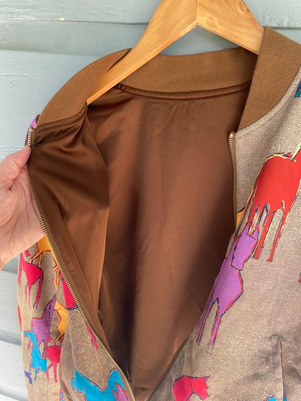 Alana Kay Art REVERSIBLE BOMBER JACKET Small Wild Horse Print - Picture 5 of 6